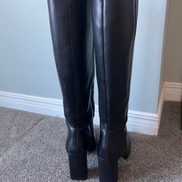 Womens Tall Black Leather Boots Size 9 - Picture 4 of 6